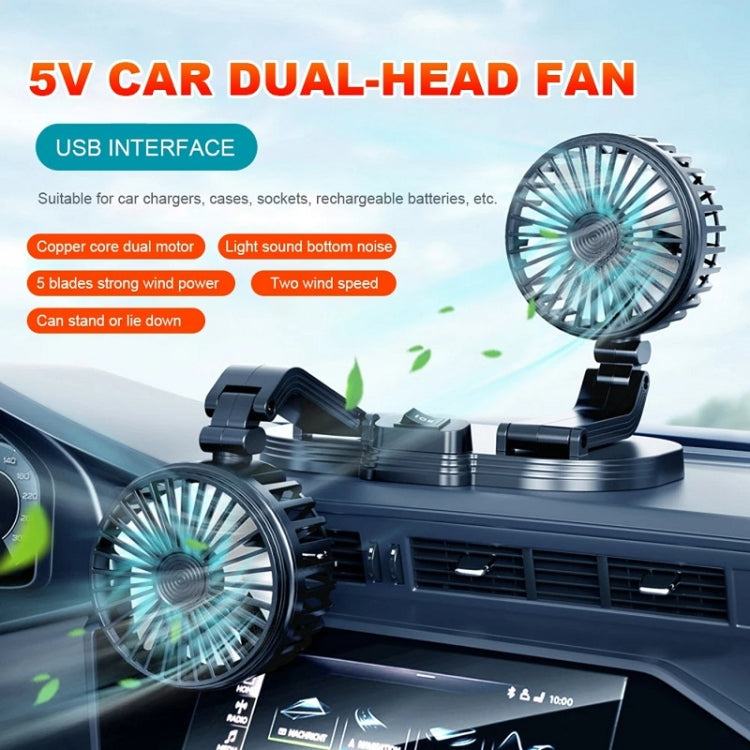 5V USB Port Car Dual-head Fan Circulation Fan(White) - HoMEdemic™ 