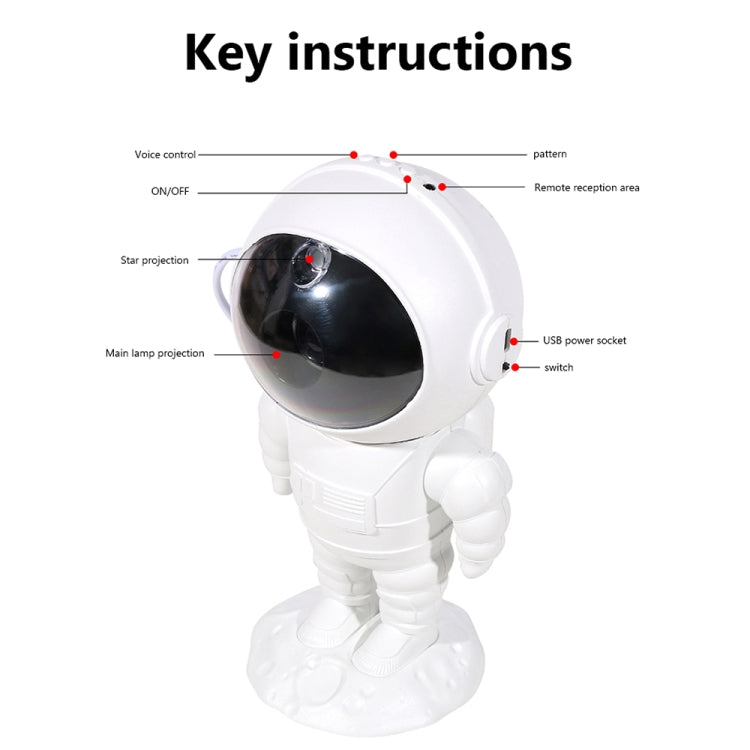 5W Astronaut Starry Sky Projection Lamp USB Night Light (White) - HoMEdemic™ 