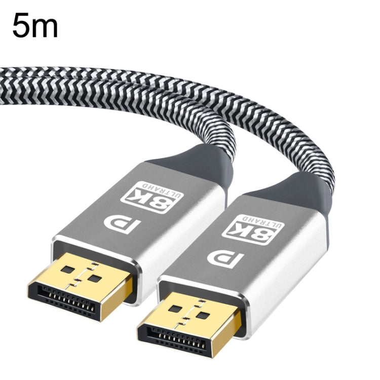 5m 1.4 Version DP Cable Gold-Plated Interface 8K High-Definition Display Computer Cable 30AWG OD:6.3MM With Nylon Mesh(Silver) - HoMEdemic™ 