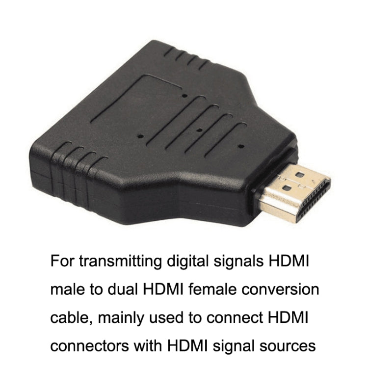 5pcs HDMI Male To 2 HDMI Female Adapter HD Computer Conversion Transformation Plug(Black) - HoMEdemic™ 