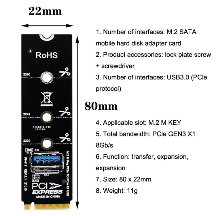 5pcs NGFF M.2 Rotor PCI-E Channel USB3.0 Transfer Card Graphics Extension Transfer(Black) - HoMEdemic™ 