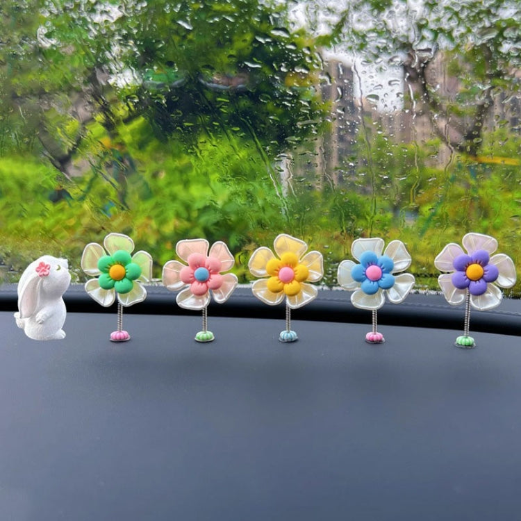 5pcs /Set Cute Cartoon Flower Car Shaking Ornament Car Dashboard Decoration, Style: Transparent - HoMEdemic™ 
