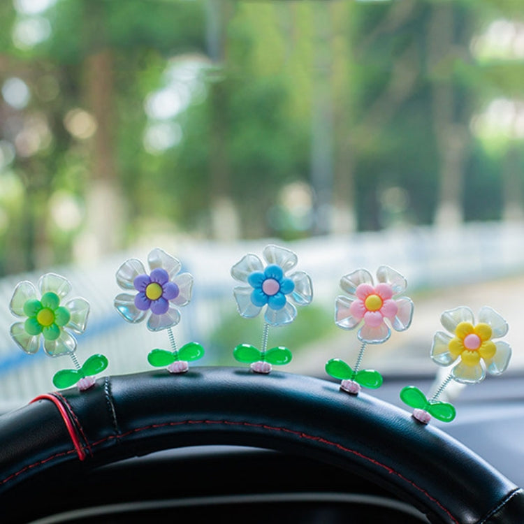5pcs /Set Cute Cartoon Flower Car Shaking Ornament Car Dashboard Decoration, Style: Transparent - HoMEdemic™ 