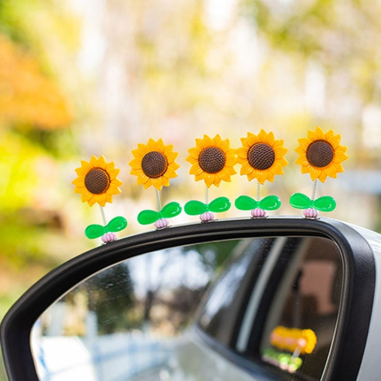 5pcs /Set Cute Sunflower Car Ornament Car Center Console Shaking Flowers Decoration, Style: A Model Transparent Leaves - HoMEdemic™ 