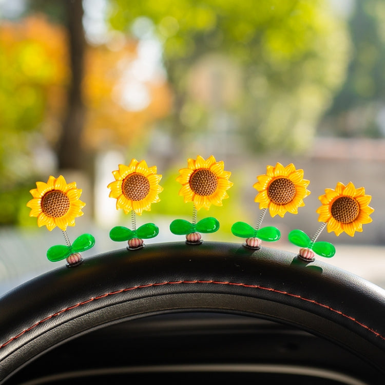 5pcs /Set Cute Sunflower Car Ornament Car Center Console Shaking Flowers Decoration, Style: A Model Transparent Leaves - HoMEdemic™ 