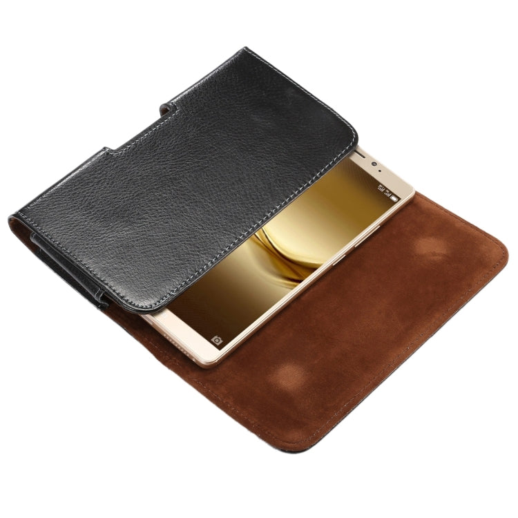 6.3 inch Litchi Texture Vertical Flip Thwartwise Genuine Leather Case / Waist Bag with Rotatable Back Splint for Galaxy Mega 6.3 / i9200 / i9208 / 9152 / 9158 / p709, etc - HoMEdemic™ 