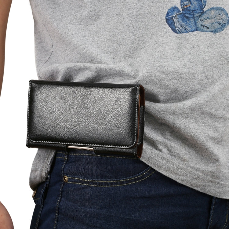 6.3 inch Litchi Texture Vertical Flip Thwartwise Genuine Leather Case / Waist Bag with Rotatable Back Splint for Galaxy Mega 6.3 / i9200 / i9208 / 9152 / 9158 / p709, etc - HoMEdemic™ 