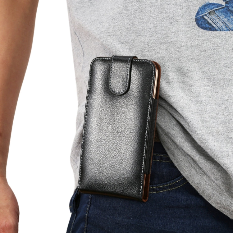 6.3 inch Litchi Texture Vertical Flip Upright Genuine Leather Case / Waist Bag with Rotatable Back Splint for Galaxy Mega 6.3 / i9200 / i9208 / 9152 / 9158 / p709, etc - HoMEdemic™ 