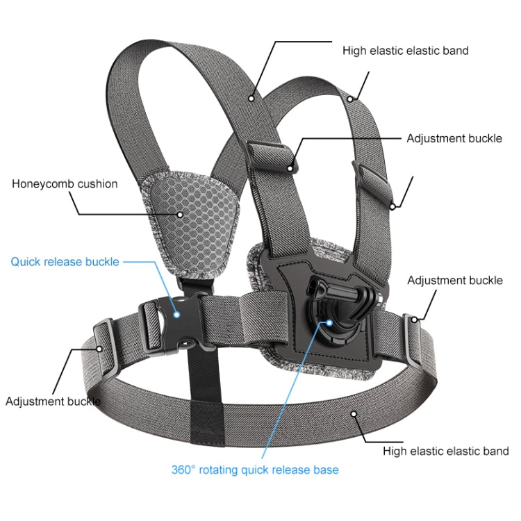 6 in 1 360 Phone Clamp Adjustable Body Mount Belt Chest Strap with Mount & Screw(Grey) - HoMEdemic™ 