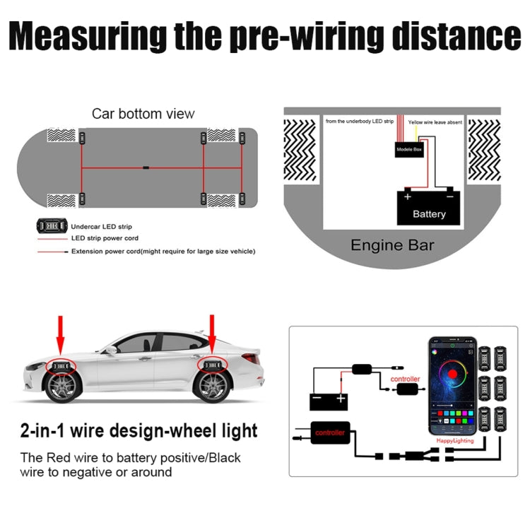 6 in 1 G6 RGB Colorful Car Chassis Light LED Music Atmosphere Light With 24-Button Remote Control - HoMEdemic™ 