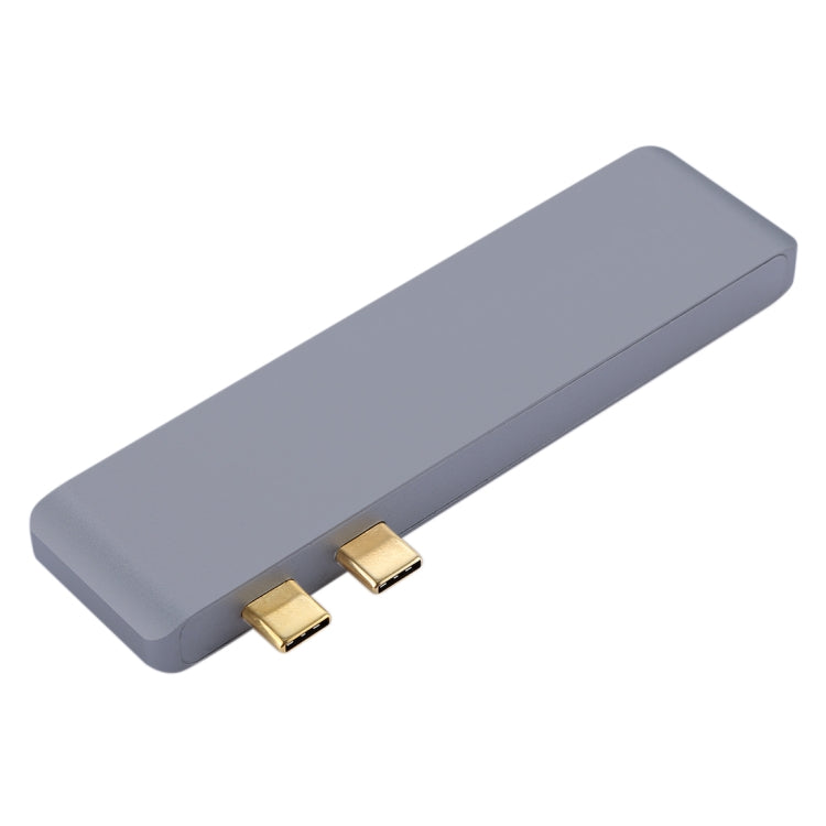 6 in 1 Multi-function Aluminium Alloy 5Gbps Transfer Rate Dual USB-C / Type-C HUB Adapter with 2 USB 3.0 Ports & 2 USB-C / Type-C Ports & SD Card Slot & TF Card Slot for Macbook 2015 / 2016 / 2017, 6 in 1 Grey - HoMEdemic™ 