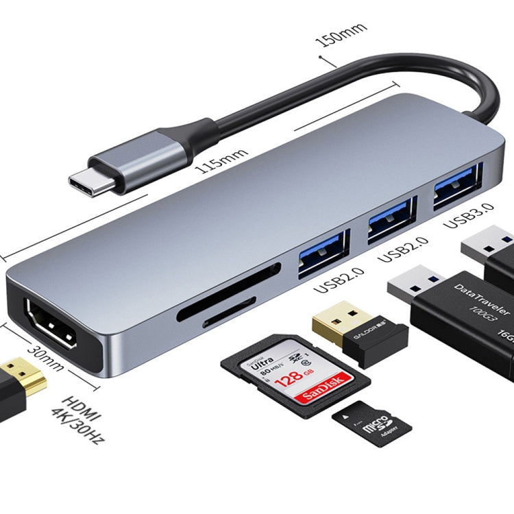 6-in-1 USB-C / Type-C to USB Docking Station HUB Adapter, 6 in 1 - HoMEdemic™ 