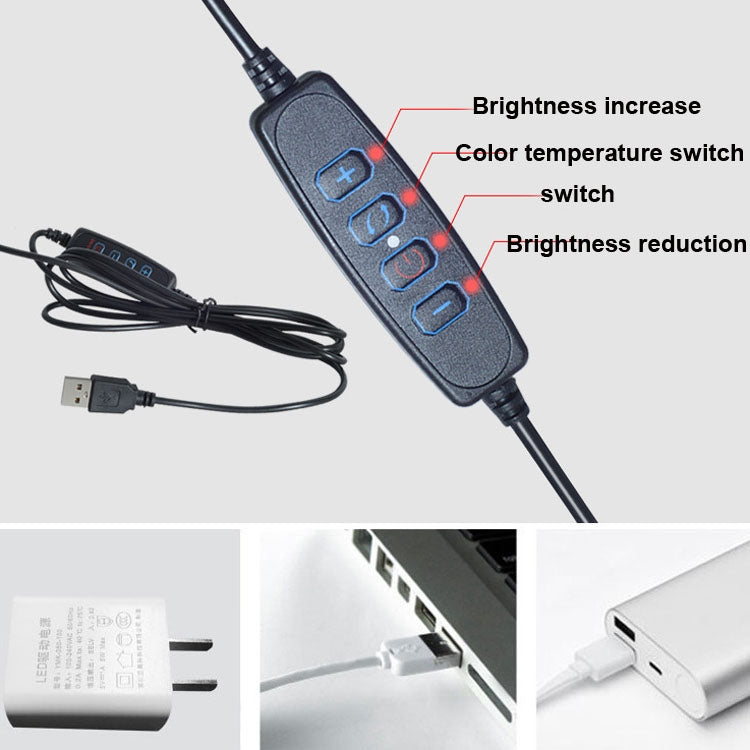6 inch Strong Clip Fill Light With Adjustable Temperature LED Ring Light Desktop Computer Clip Light, Cable Length: 2 Meters - HoMEdemic™ 