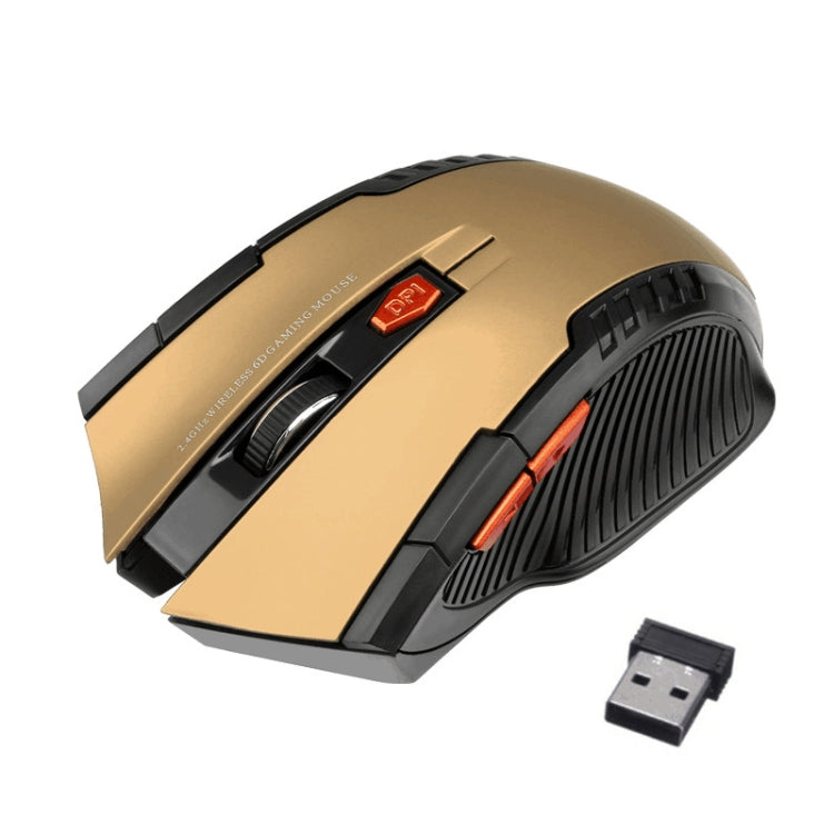6-keys 2.4G 1600DPI Three-speed Adjustable Wireless Office Mouse(Gold) - HoMEdemic™ 