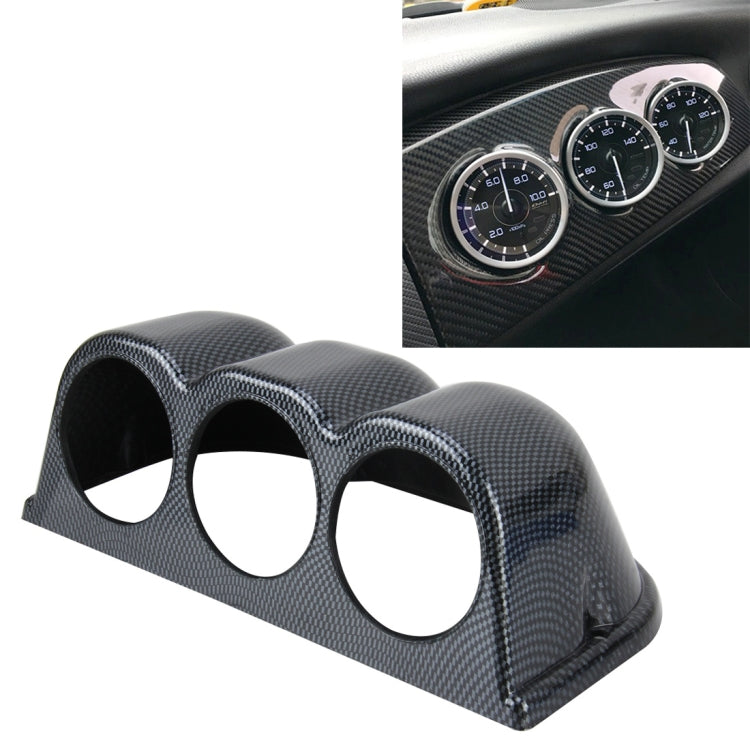 60mm Universal Horizontal Carbon lead Material 3 Triple Auto Car Dash Gauge Meter Pod Mount Holder Dashboard 3 Hole Cup Vehicle Performance Meter Instrument Accessories, Horizontal - HoMEdemic™ 