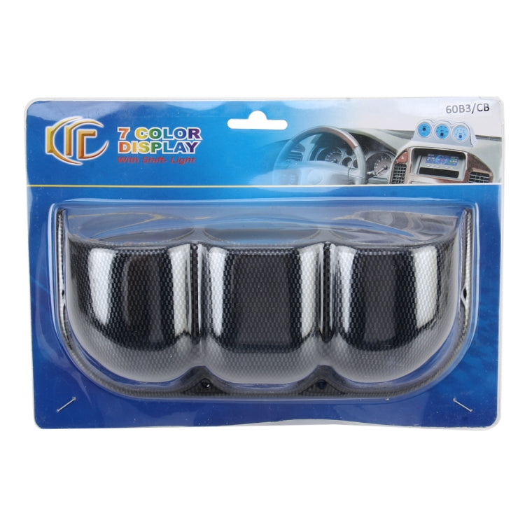 60mm Universal Horizontal Carbon lead Material 3 Triple Auto Car Dash Gauge Meter Pod Mount Holder Dashboard 3 Hole Cup Vehicle Performance Meter Instrument Accessories, Horizontal - HoMEdemic™ 
