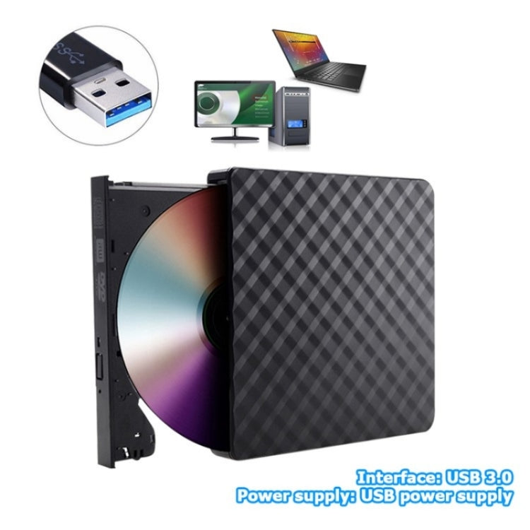 633 Rhombus Pattern USB3.0 Computer Laptop External Optical Drive Burner DVD Write(Black) - HoMEdemic™ 
