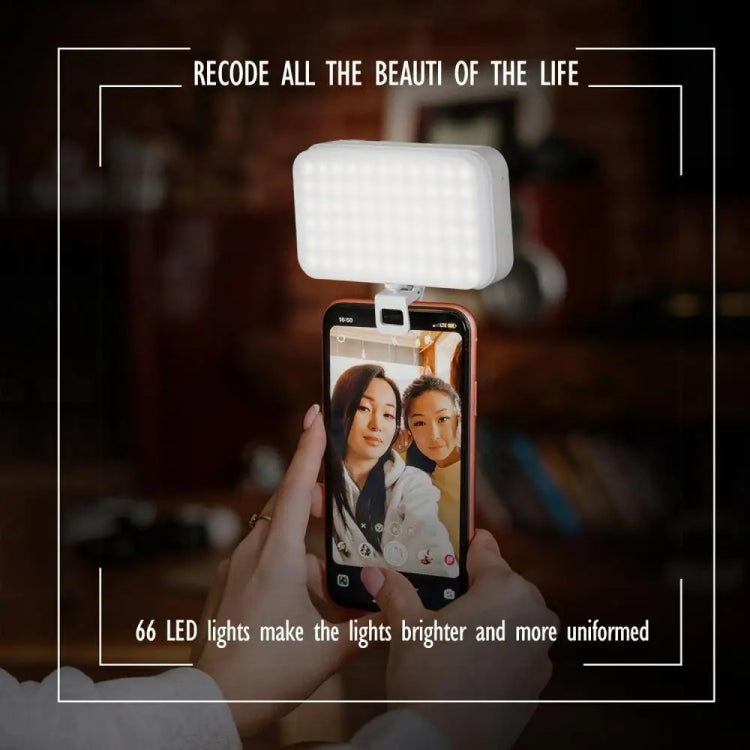 66 LEDs Selfie Fill Light Rechargeable 3 Modes Clip-on Pocket Light For Phone, Laptop, Tablet Meeting(Black) - HoMEdemic™ 