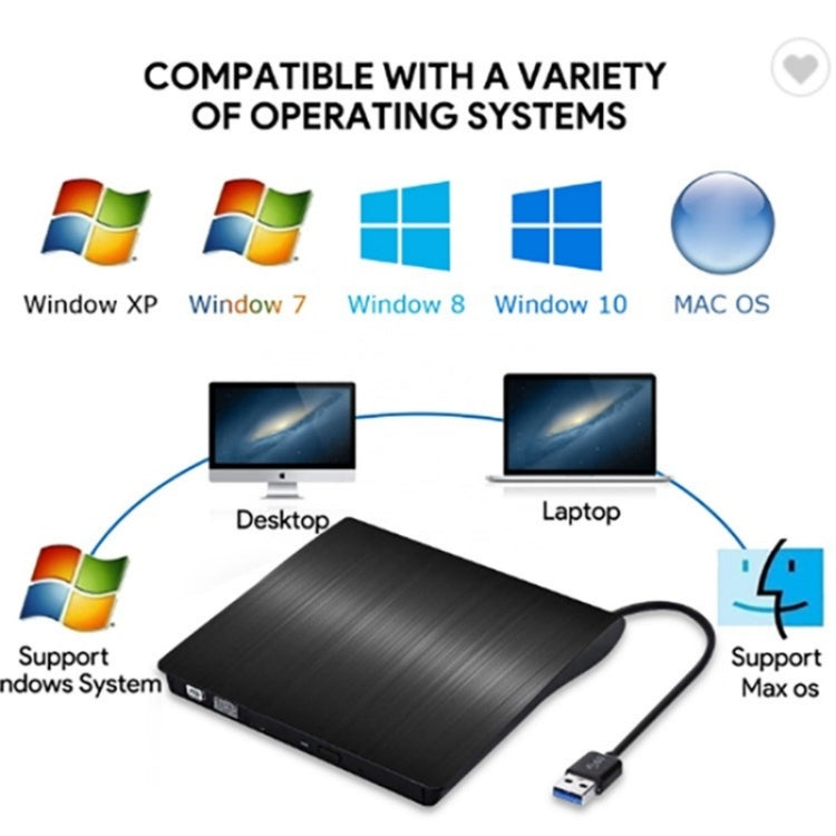 663 High Speed CD DVD Burner USB3.0 Computer Laptop External Optical Drive Burner(Black) - HoMEdemic™ 