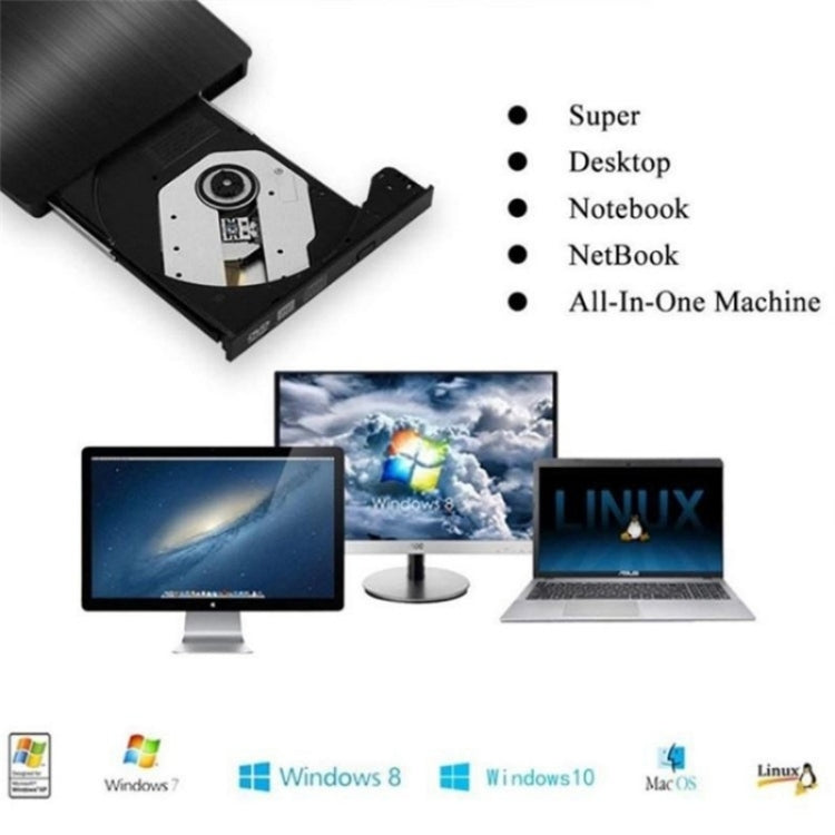 663 High Speed CD DVD Burner USB3.0 Computer Laptop External Optical Drive Burner(Black) - HoMEdemic™ 