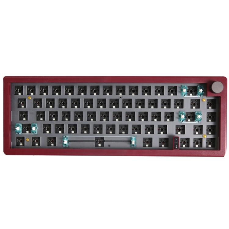 67 Keys Three-mode Customized DIY With Knob Mechanical Keyboard Kit Supports Hot Plug RGB Backlight, Color: Claret - HoMEdemic™ 