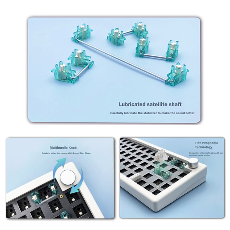67 Keys Three-mode Customized DIY With Knob Mechanical Keyboard Kit Supports Hot Plug RGB Backlight, Color: Purple - HoMEdemic™ 