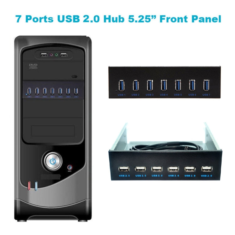 7 Port USB2.0 Optical Drive Bit Front Panel, Style: Side Plug - HoMEdemic™ 
