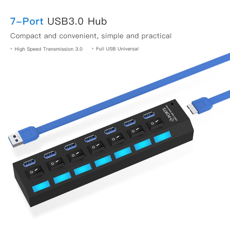 7 Ports USB 3.0 HUB, Super Speed 5Gbps, Plug and Play, Support 1TB, 7 Ports (Black), 7 Ports (White) - HoMEdemic™ 