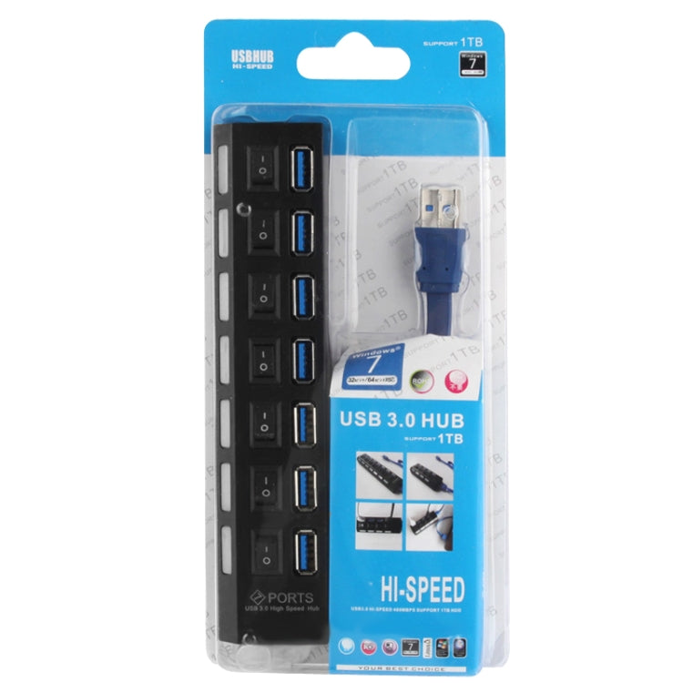 7 Ports USB 3.0 HUB, Super Speed 5Gbps, Plug and Play, Support 1TB, 7 Ports (Black), 7 Ports (White) - HoMEdemic™ 