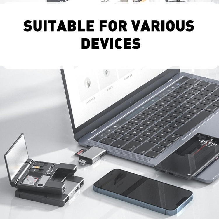 7 in 1 OTG SD Card Reader USB Type-C Adapter TF SD SIM PIN Storage Box(Silver Gray) - HoMEdemic™ 