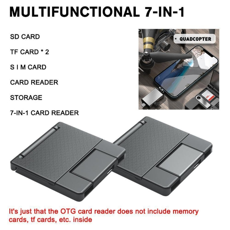 7 in 1 OTG SD Card Reader USB Type-C Adapter TF SD SIM PIN Storage Box(Silver) - HoMEdemic™ 