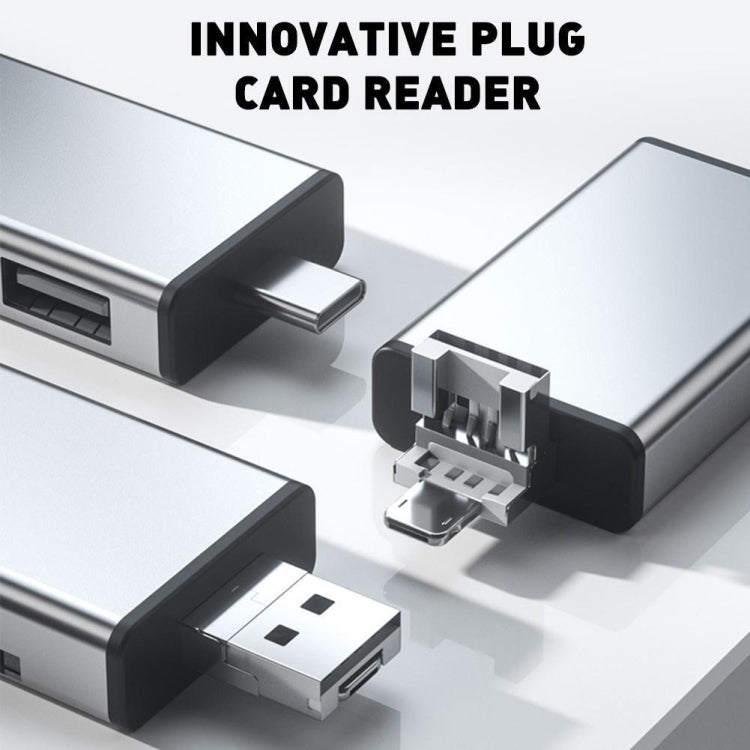 7 in 1 OTG SD Card Reader USB Type-C Adapter TF SD SIM PIN Storage Box(Silver) - HoMEdemic™ 