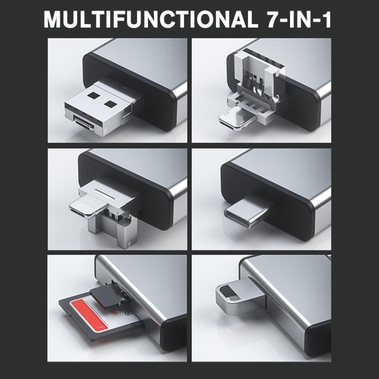 7 in 1 OTG SD Card Reader USB Type-C Adapter TF SD SIM PIN Storage Box(Silver) - HoMEdemic™ 