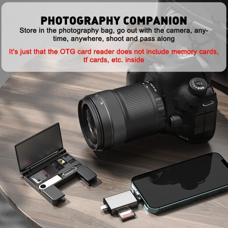 7 in 1 OTG SD Card Reader USB Type-C Adapter TF SD SIM PIN Storage Box(Silver) - HoMEdemic™ 