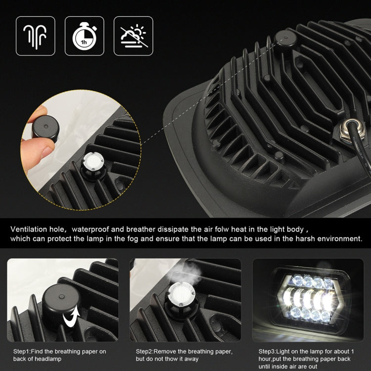 7 inch H4 DC 9V-30V 3000LM 6000K 30W IP67 8LED Lamp Beads Car Square Shape LED Headlight Lamps for Jeep Wrangler, Square Shape - HoMEdemic™ 