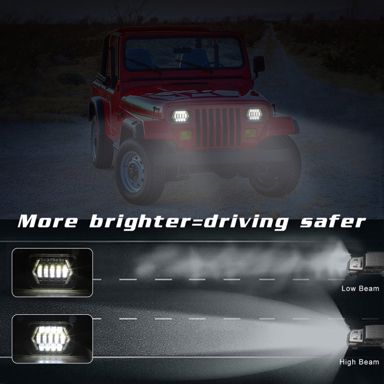 7 inch H4 DC 9V-30V 3000LM 6000K 30W IP67 8LED Lamp Beads Car Square Shape LED Headlight Lamps for Jeep Wrangler, Square Shape - HoMEdemic™ 