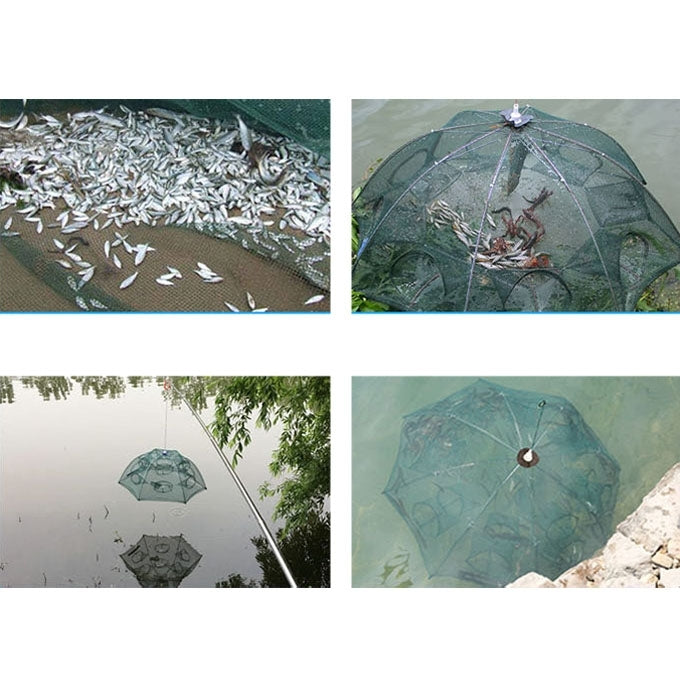 8 Holes Automatic Foldable Fishing Net Nylon Shrimp Crab Minnow Trap Fish Cast Net Fishing Tackle, 8 Holes - HoMEdemic™ 