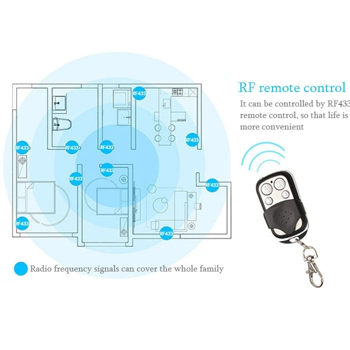 86mm 1 Gang Tempered Glass Panel Wall Switch Smart Home Light Touch Switch with RF433 Remote Controller, AC 110V-240V - HoMEdemic™ 