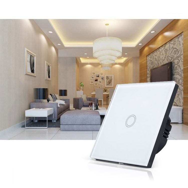 86mm 1 Gang Tempered Glass Panel Wall Switch Smart Home Light Touch Switch with RF433 Remote Controller, AC 110V-240V - HoMEdemic™ 