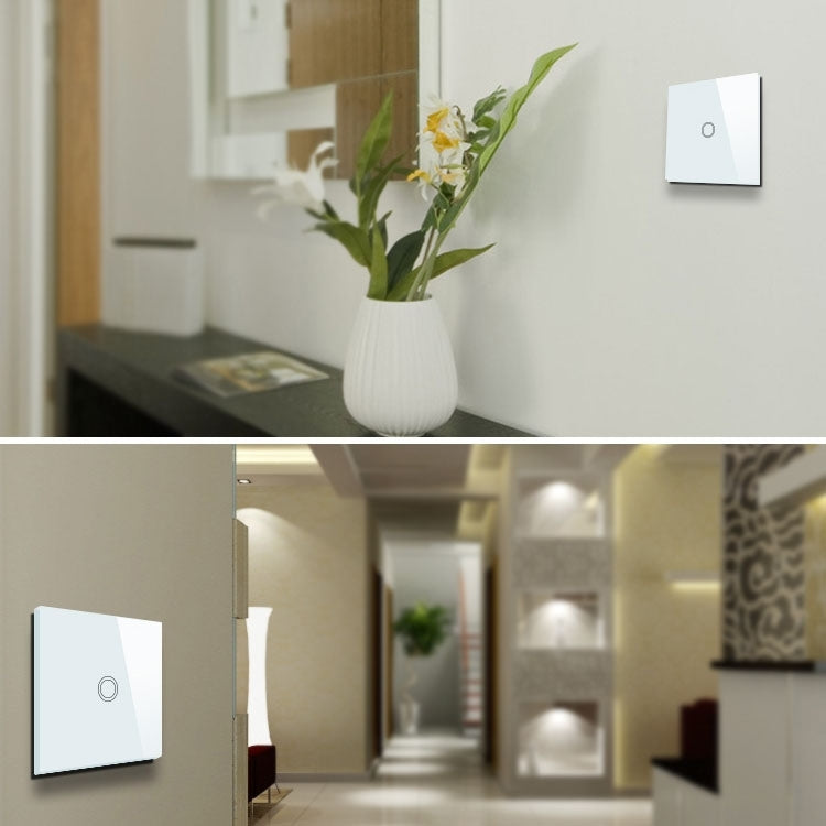 86mm 1 Gang Tempered Glass Panel Wall Switch Smart Home Light Touch Switch with RF433 Remote Controller, AC 110V-240V - HoMEdemic™ 