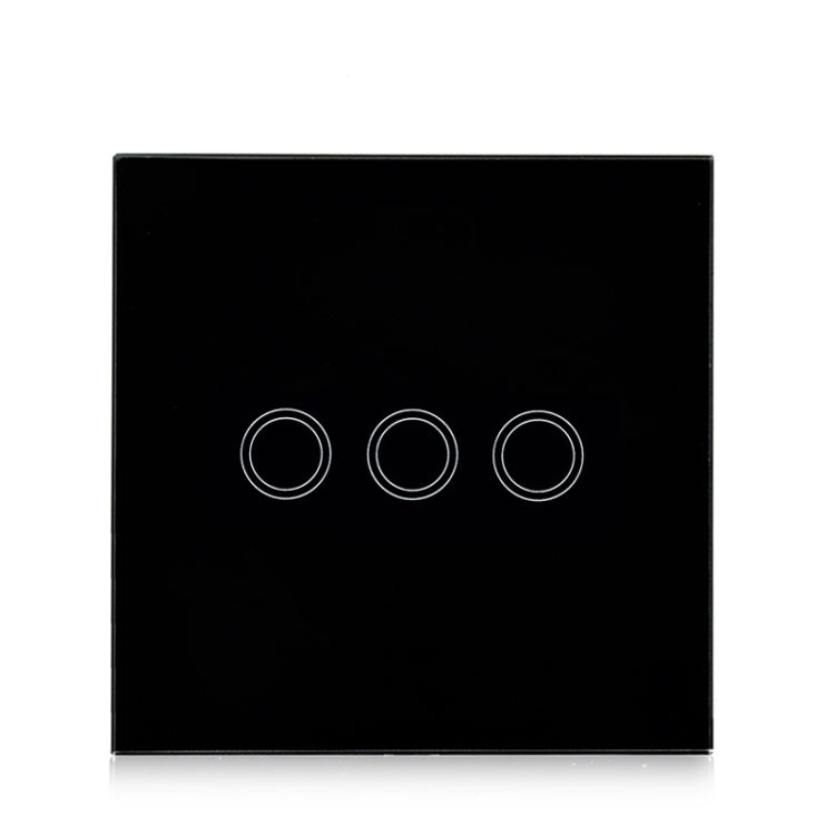 86mm 3 Gang Tempered Glass Panel Wall Switch Smart Home Light Touch Switch with RF433 Remote Controller, AC 110V-240V, 86mm 3 Gang/Black - HoMEdemic™ 