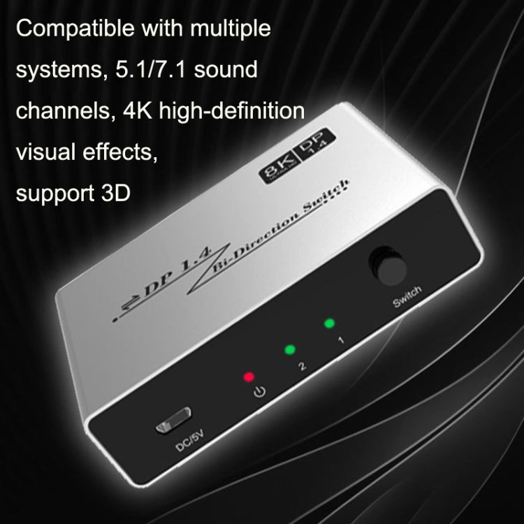 8K 60HZ 1.4V 2 In 1 Out DP Bidirectional Switcher(Grey) - HoMEdemic™ 