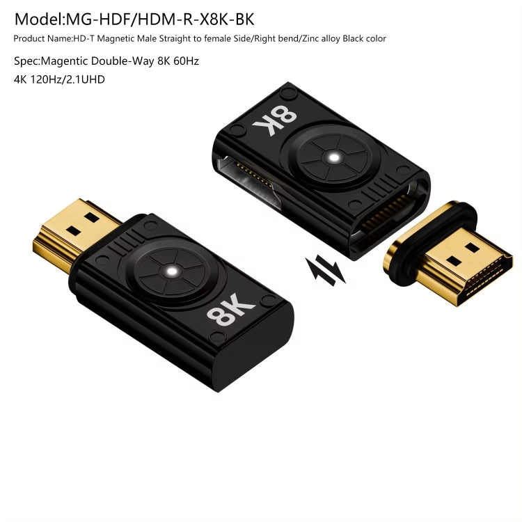8K 60Hz HDTV to HDTV Side Bend Magnetic Converter(Black Right Bend) - HoMEdemic™ 
