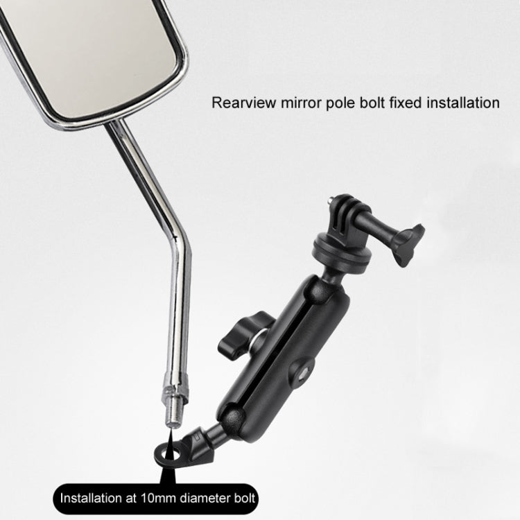 9.0cm Connecting Rod 20mm Ball Head Motorcycle Rearview Mirror Screw Hole Fixed Mount Holder with Tripod Adapter & Screw for GoPro, Insta360, DJI and Other Action Cameras(Black) - HoMEdemic™ 