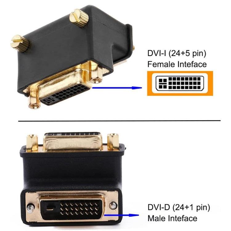 90 Degree Right Angled DVI 24+5 DVI-I Digital Dual Link Male To Female Extension Adapter for HDTV LCD Monitor - HoMEdemic™ 