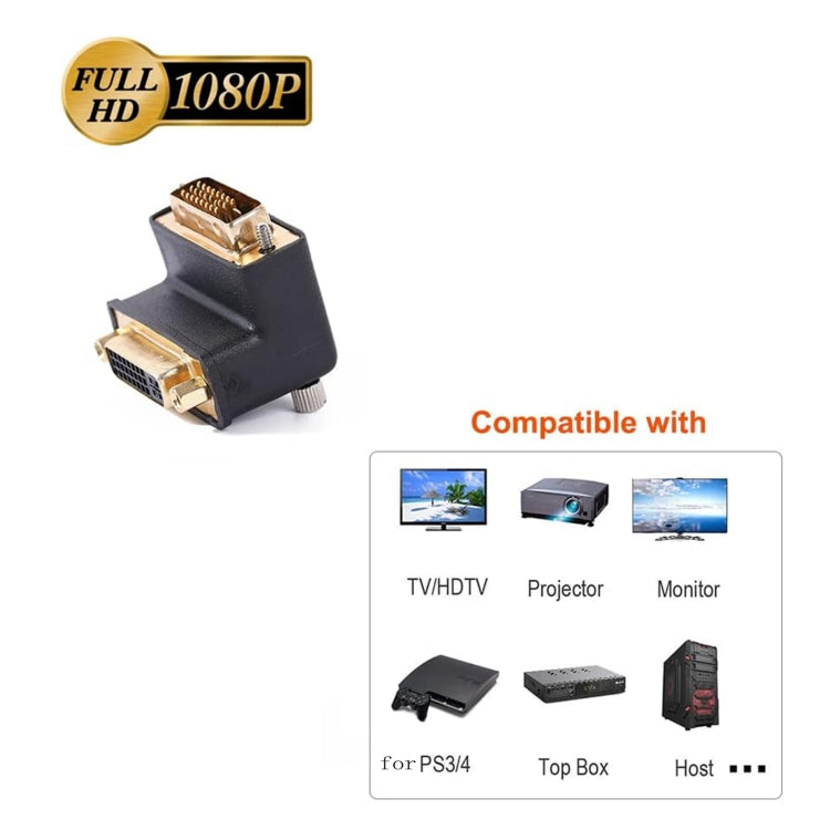 90 Degree Right Angled DVI 24+5 DVI-I Digital Dual Link Male To Female Extension Adapter for HDTV LCD Monitor - HoMEdemic™ 