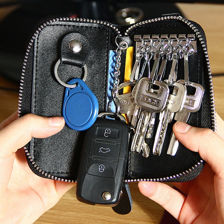 9092 Business Style Multifunctional Genuine Leather Zipper Car Key Bag - HoMEdemic™ 