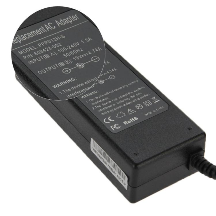 90W 19V 4.74A AC Adapter for HP Laptop, Output Tips:  4.8mm x 1.7mm, 19V 4.74A - HoMEdemic™ 