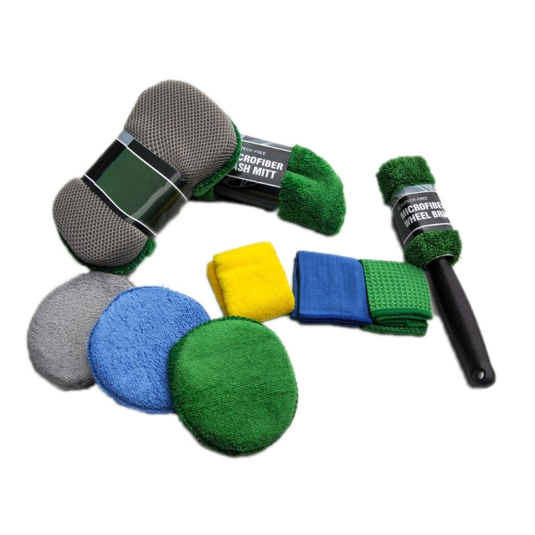 9pcs /Set Car Detailing Gloves Rags Waxing Cleaning Set(Green) - HoMEdemic™ 