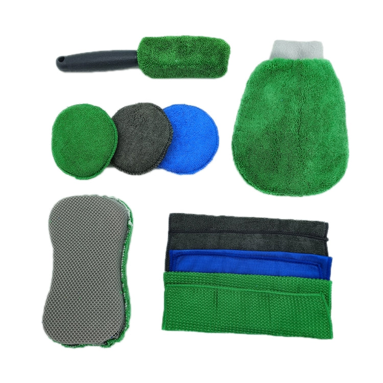 9pcs /Set Car Detailing Gloves Rags Waxing Cleaning Set(Green) - HoMEdemic™ 